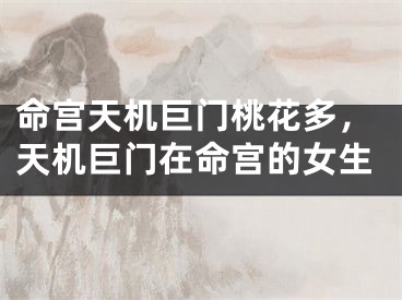 命宫天机巨门桃花多,天机巨门在命宫的女生