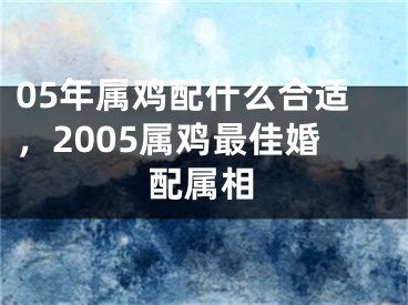 05年属鸡配什么合适，2005属鸡最佳婚配属相