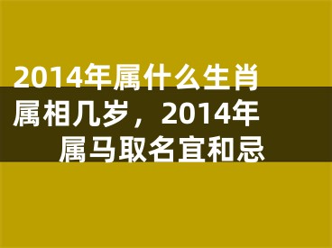 2014年属什么生肖属相几岁，2014年属马取名宜和忌