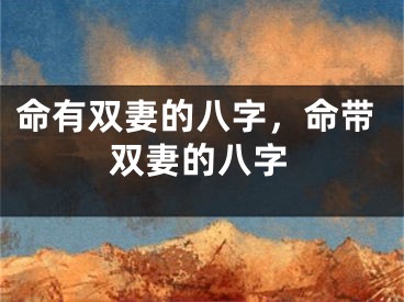 命有双妻的八字,命带双妻的八字