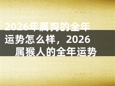 2026年属狗的全年运势怎么样，2026属猴人的全年运势