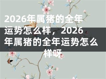 2026年属猪的全年运势怎么样,2026年属猪的全年运势怎么样呀