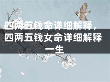 四两五钱命详细解释,四两五钱女命详细解释一生