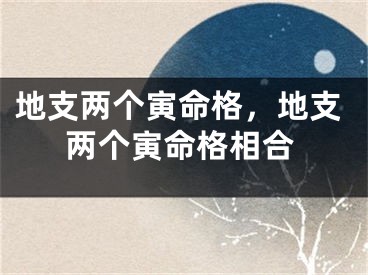 地支两个寅命格，地支两个寅命格相合