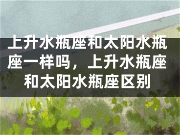 上升水瓶座和太阳水瓶座一样吗,上升水瓶座和太阳水瓶座区别