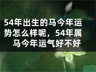 54年出生的马今年运势怎么样呢，54年属马今年运气好不好