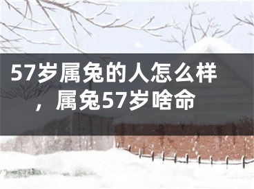 57岁属兔的人怎么样,属兔57岁啥命