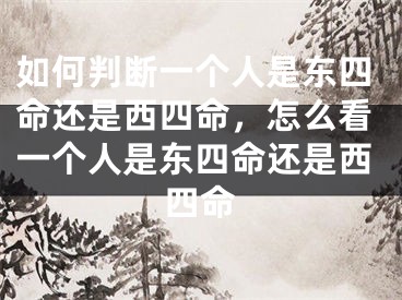 如何判断一个人是东四命还是西四命,怎么看一个人是东四命还是西四命