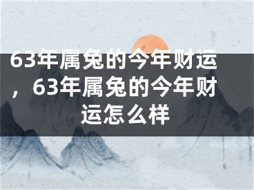 63年属兔的今年财运,63年属兔的今年财运怎么样