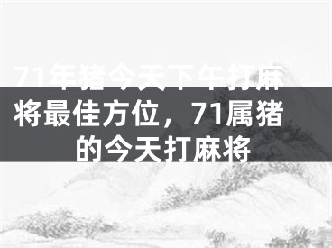 71年猪今天下午打麻将最佳方位,71属猪的今天打麻将