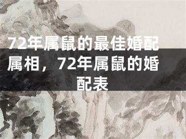 72年属鼠的最佳婚配属相,72年属鼠的婚配表