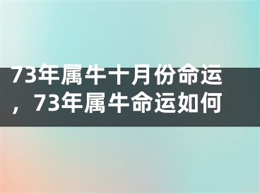 73年属牛十月份命运,73年属牛命运如何