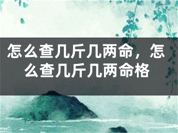 怎么查几斤几两命,怎么查几斤几两命格