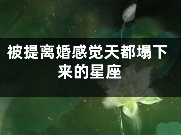 被提离婚感觉天都塌下来的星座