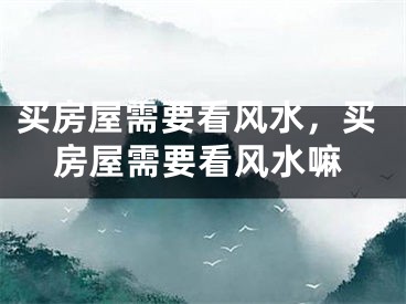 买房屋需要看风水，买房屋需要看风水嘛