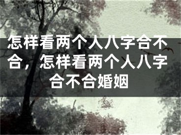 怎样看两个人八字合不合,怎样看两个人八字合不合婚姻