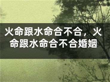 火命跟水命合不合，火命跟水命合不合婚姻