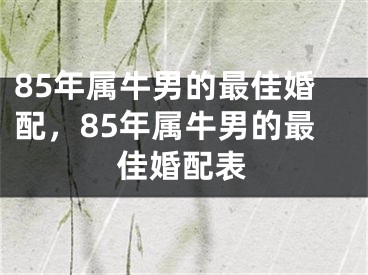 85年属牛男的最佳婚配，85年属牛男的最佳婚配表