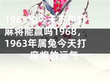 1963兔今天下午打麻将能赢吗1968，1963年属兔今天打麻将的运气