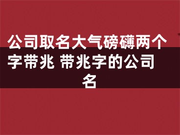 公司取名大气磅礴两个字带兆 带兆字的公司名