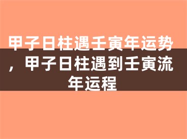 甲子日柱遇壬寅年运势，甲子日柱遇到壬寅流年运程