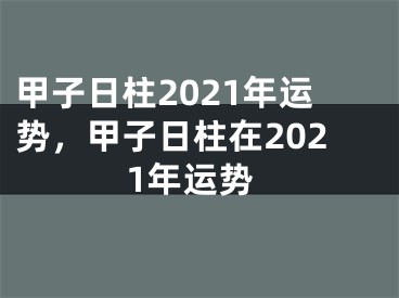甲子日柱2021年运势，甲子日柱在2021年运势