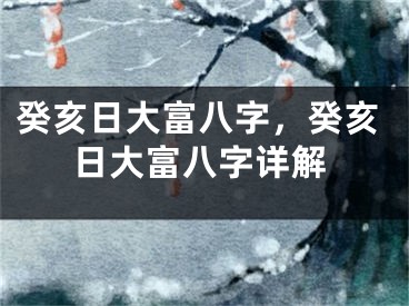 癸亥日大富八字,癸亥日大富八字详解