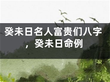 癸未日名人富贵们八字,癸未日命例