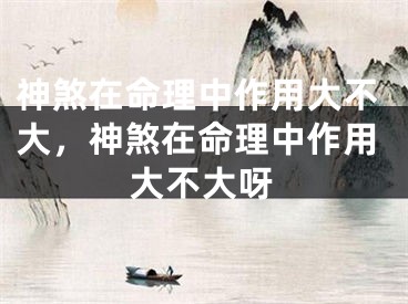 神煞在命理中作用大不大，神煞在命理中作用大不大呀