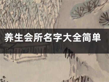 养生会所名字大全简单