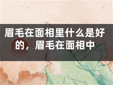 眉毛在面相里什么是好的，眉毛在面相中