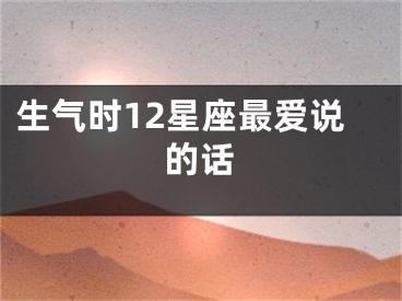 生气时12星座最爱说的话