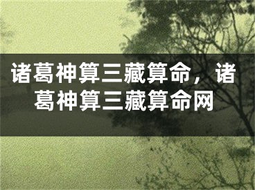 诸葛神算三藏算命，诸葛神算三藏算命网