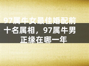 97属牛女最佳婚配前十名属相,97属牛男正缘在哪一年