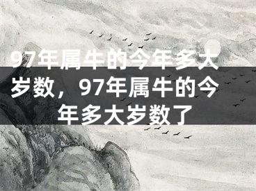 97年属牛的今年多大岁数,97年属牛的今年多大岁数了