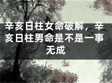 辛亥日柱女命破解，辛亥日柱男命是不是一事无成