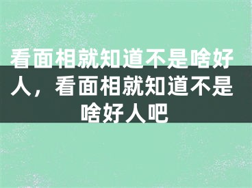 看面相就知道不是啥好人，看面相就知道不是啥好人吧