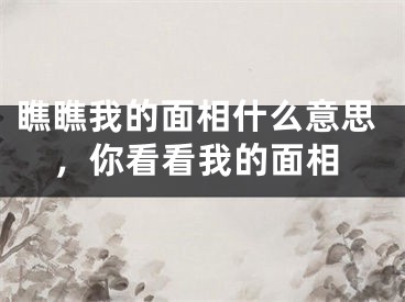 瞧瞧我的面相什么意思,你看看我的面相