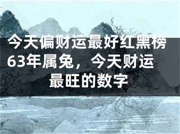 今天偏财运最好红黑榜63年属兔，今天财运最旺的数字