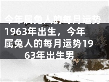 今年属兔人的每月运势1963年出生，今年属兔人的每月运势1963年出生男