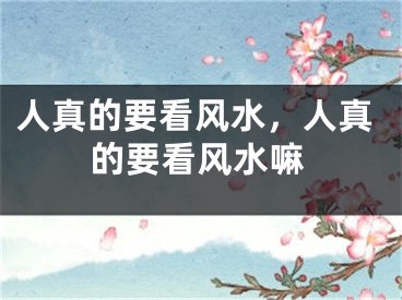 人真的要看风水,人真的要看风水嘛