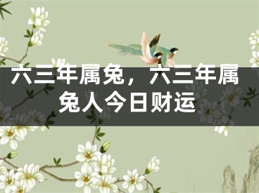 六三年属兔,六三年属兔人今日财运
