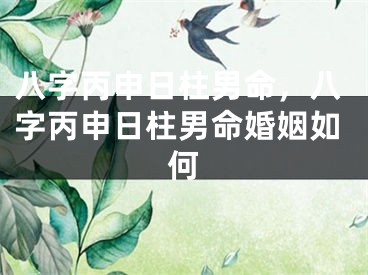 八字丙申日柱男命，八字丙申日柱男命婚姻如何