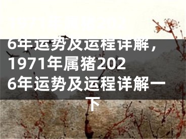 1971年属猪2026年运势及运程详解,1971年属猪2026年运势及运程详解一下
