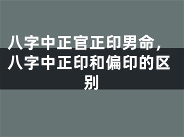 八字中正官正印男命，八字中正印和偏印的区别