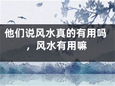 他们说风水真的有用吗,风水有用嘛