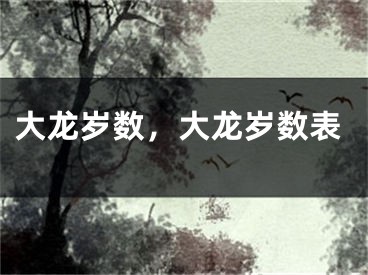 大龙岁数，大龙岁数表