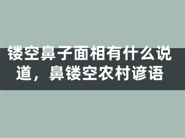 镂空鼻子面相有什么说道，鼻镂空农村谚语