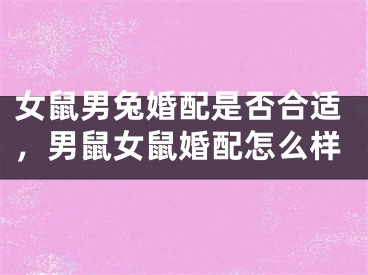 女鼠男兔婚配是否合适,男鼠女鼠婚配怎么样