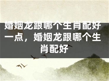 婚姻龙跟哪个生肖配好一点,婚姻龙跟哪个生肖配好
